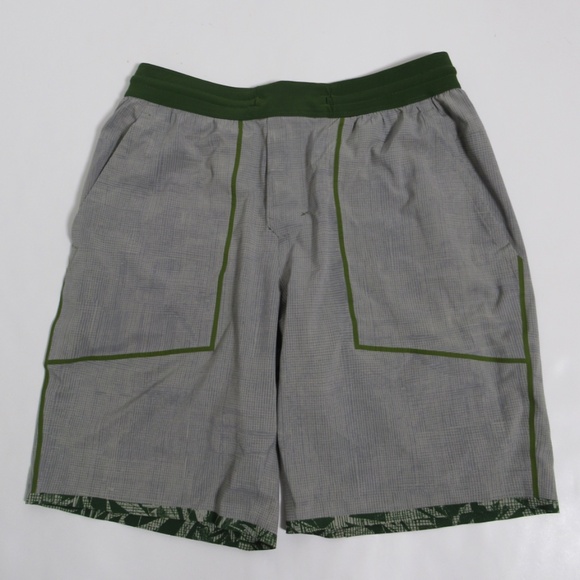 Lululemon T.H.E. Short 9" *Reversible Hot House Loden Green Multi / Grid Lines M - Picture 7 of 12